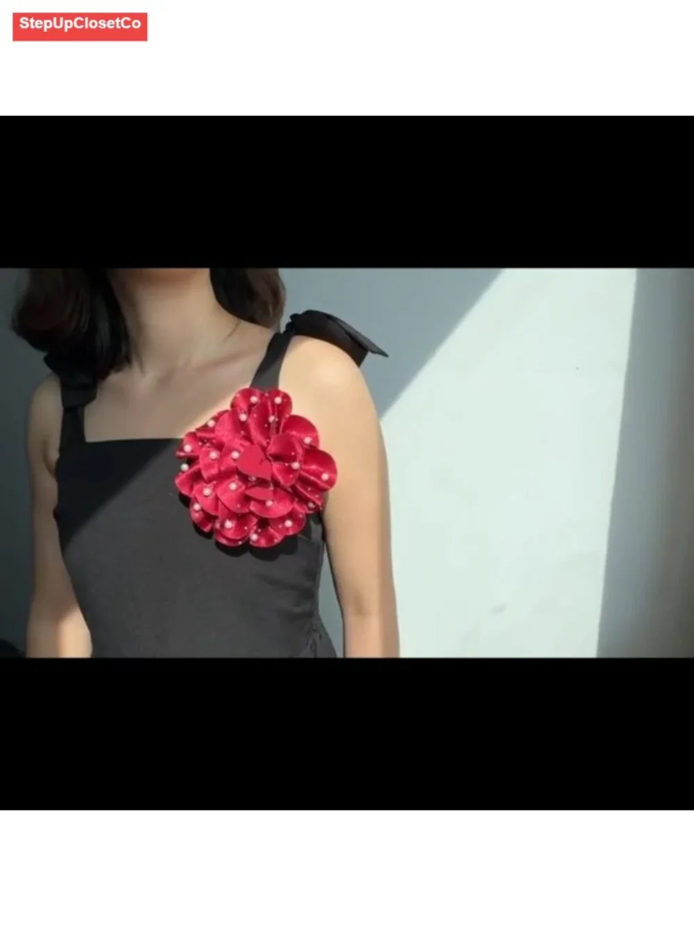 Handmade Silk Satin Flower Brooch Pin Pearl Camellia Brooch for Women Dress